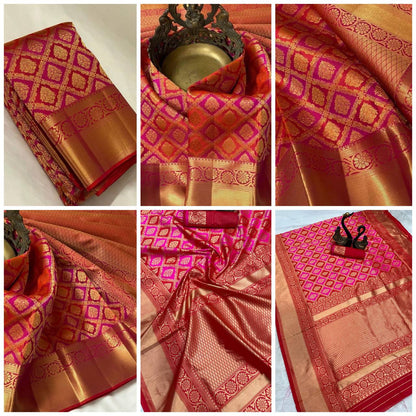 Royal Organic Banarasi Lichi Silk Wedding Saree