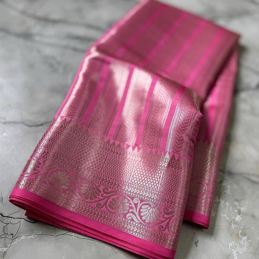 Celebrity Inspired Banarasi Silver Tissue Zari Silk Saree