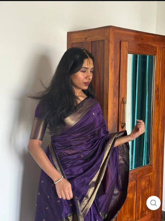 Soft Cotton Saree Showcasing Slab Weaving and Contrast Blouse