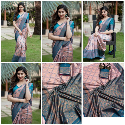 Heavy Look Organic Banarasi Lichi Silk Wedding Saree
