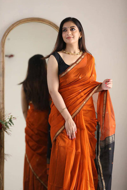 New Lilan Slub Soft Cotton Saree with Slab Weaving