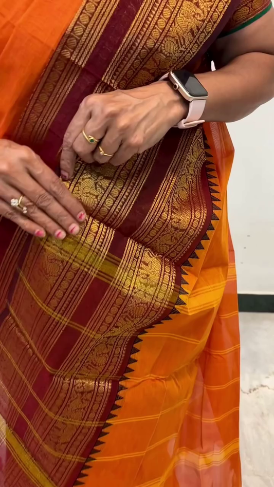 Rustic Orange Silk Saree