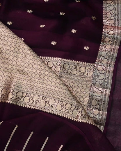 Midnight Bloom Silk Saree